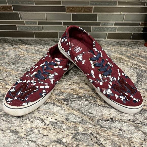 Disney Mickey Mouse Women's 9 Letterman Canvas Mickey Print Tennis Shoe Sneakers - Picture 2 of 5
